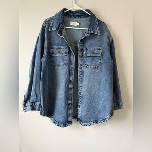 Terra & Sky Denim Flannel Shacket Jean Jacket Hippie Boho Oversized Size 0X 14W